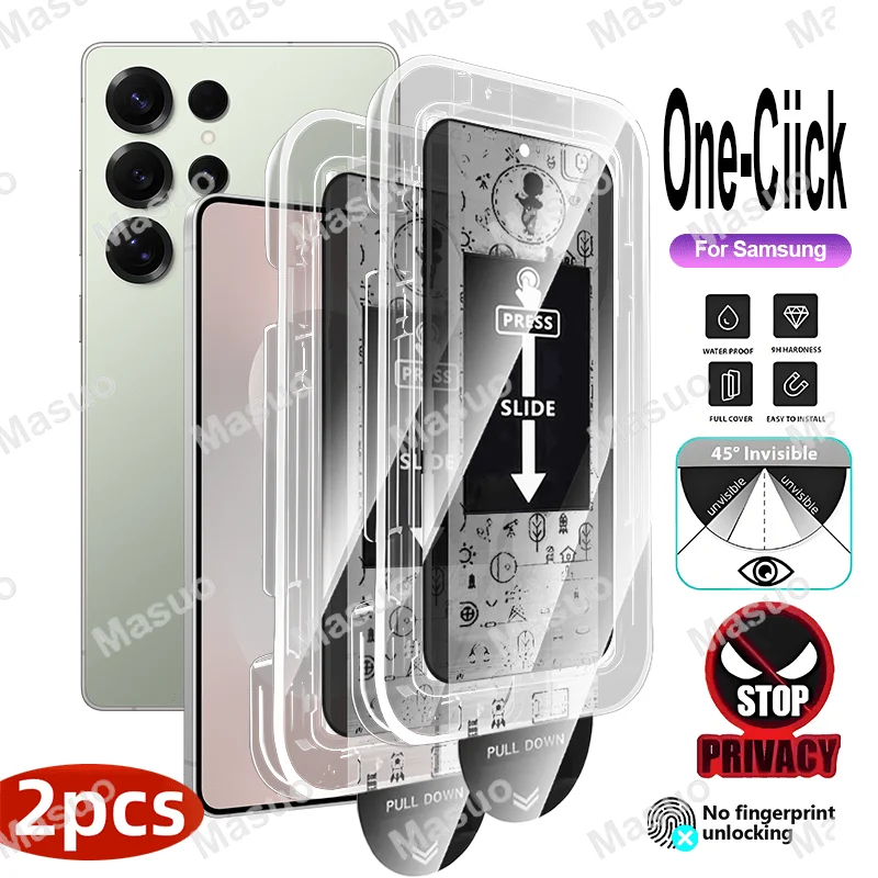 

2PCS Privacy Screen Protector for Samsung Galaxy S25 Ultra Anti-Spy Tempered Glass One-click Film applicator -