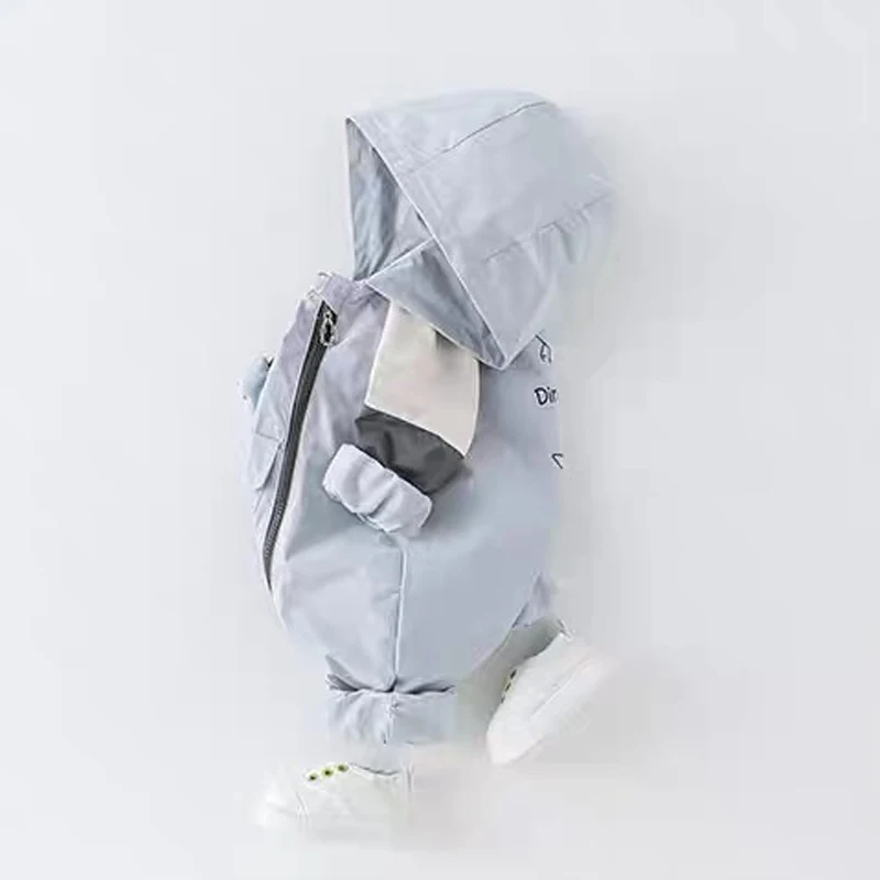 IYEAL Fashionable Cartoon Cute Dinosaur Baby Boy Jumpsuit Spring And Autumn Jumpsuit Diagonal Zipper Double-Layer Outdoor Wear