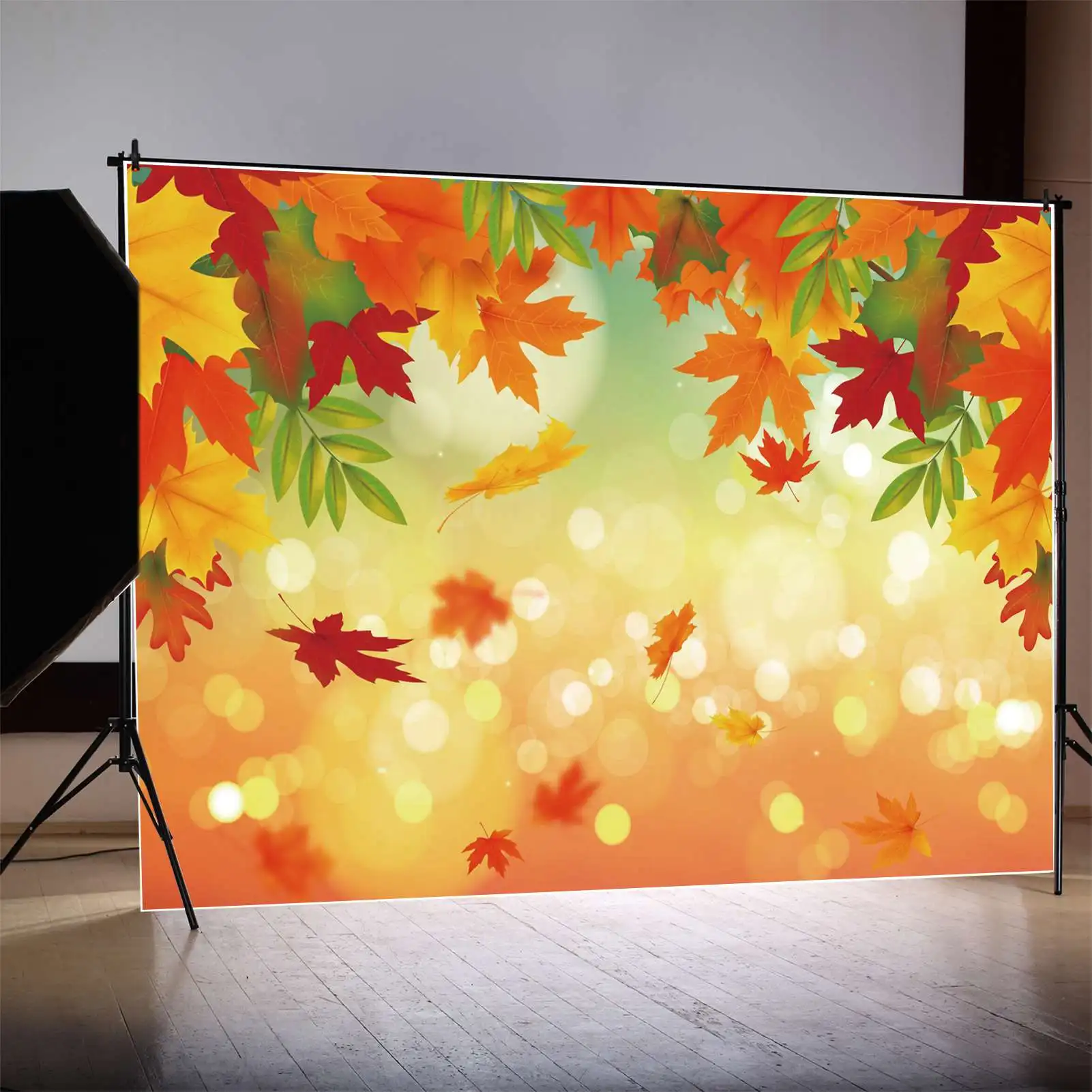 MOON.QG fondale autunno Maple Tree Leaves Product Photography Background personalizzato Kids Light Bokeh Spot Party Wall Photo Booth