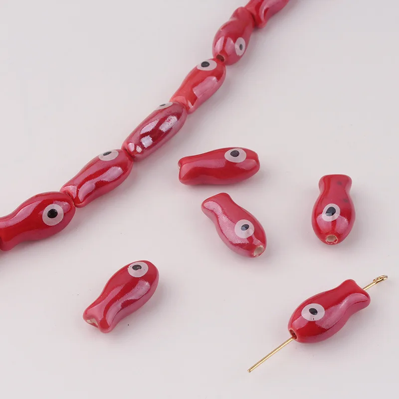 10Pcs Retro Small Fish Beads Charms Ceramic Spacer Loose Beads For Jewelry Making DIY Bracelet Accessories