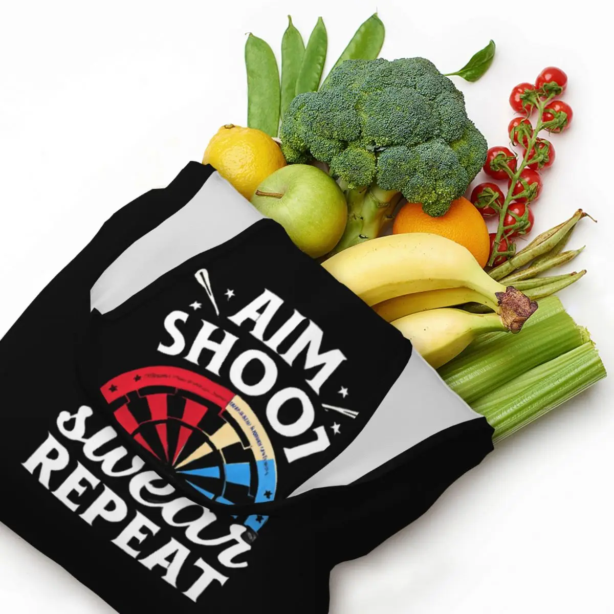 Aim, Shoot, Swear, Repeat Large Capacity Canvas Tote Bag Single Shoulder Work Commute Bag For Women Eco-Friendly Shopping Bag