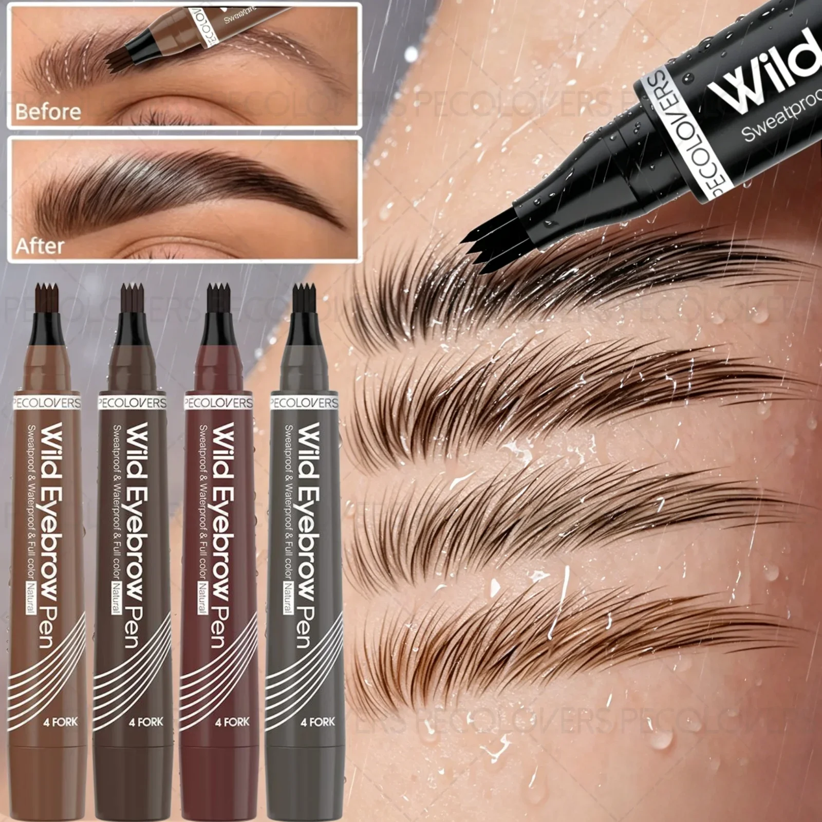 1PC Four-tip Eyebrow Pencil - Anti-smearing, Creating Clear and Wild Eyebrows, Accurate Application, Multiple Colors Available
