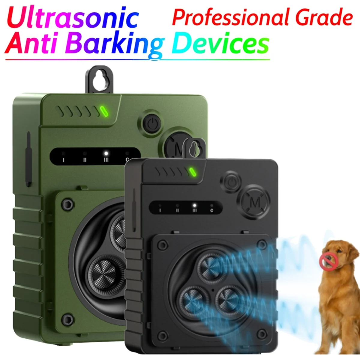 AAA87 Ультразвуковое устройство против лая собак Водонепроницаемое устройство для контроля лая собак USB Перезаряжаемое устройство для вождения собак Черный