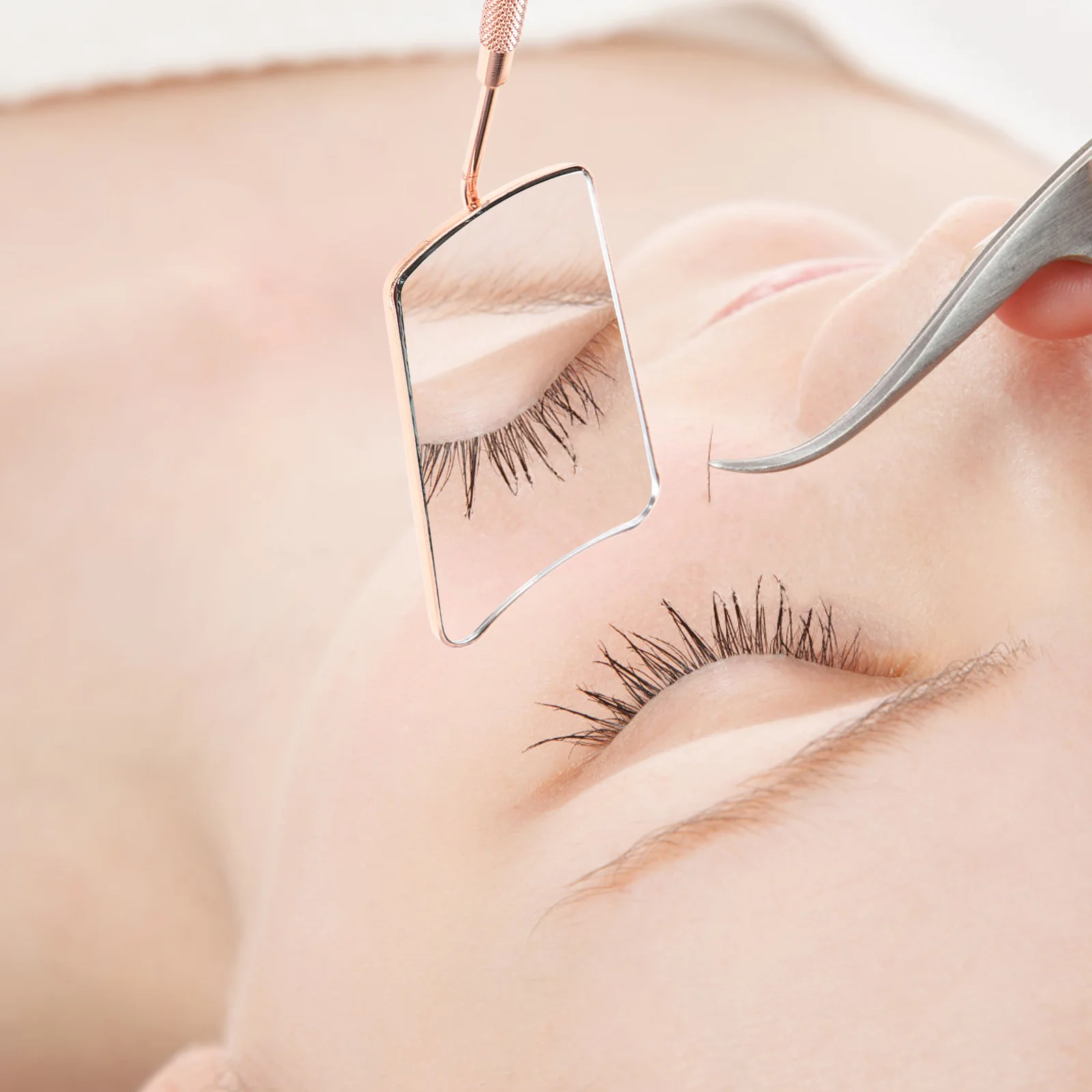 Lash Extension Checking Mirror Stainless Steel Eyelash Mirror Portable Light Makeup Tool Eyelash Extension Supplies