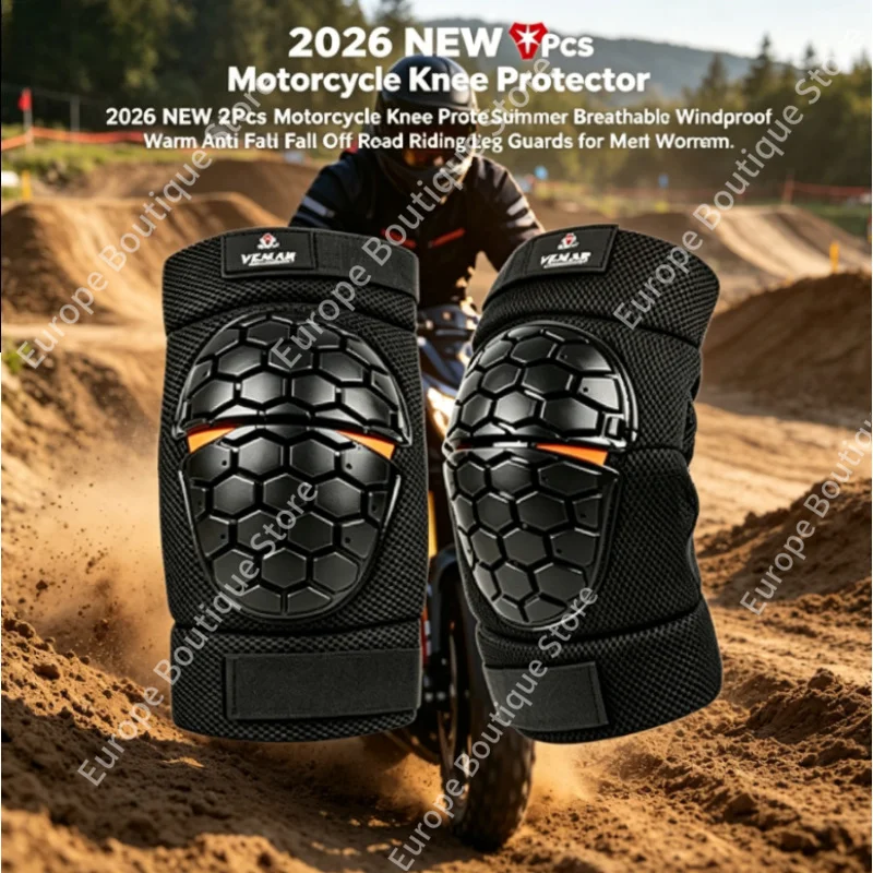 

2026 NEW 2Pcs Summer Breathable Motorcycle Knee Protector Anti Fall Off Road Riding Leg Guards for Men Women