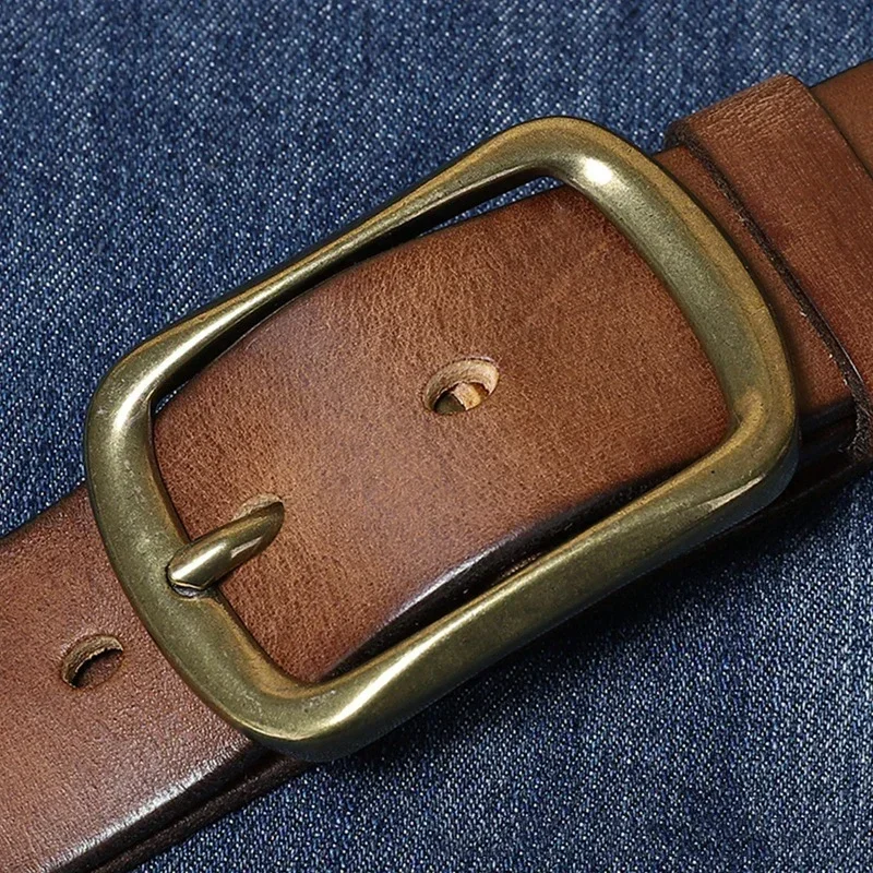 3.8CM Top Cow Wysokiej jakości prawdziwa skóra męska Moda Miedziana klamra Luksusowa marka Jeans Paski dla mężczyzn Biznesowy męski pasek