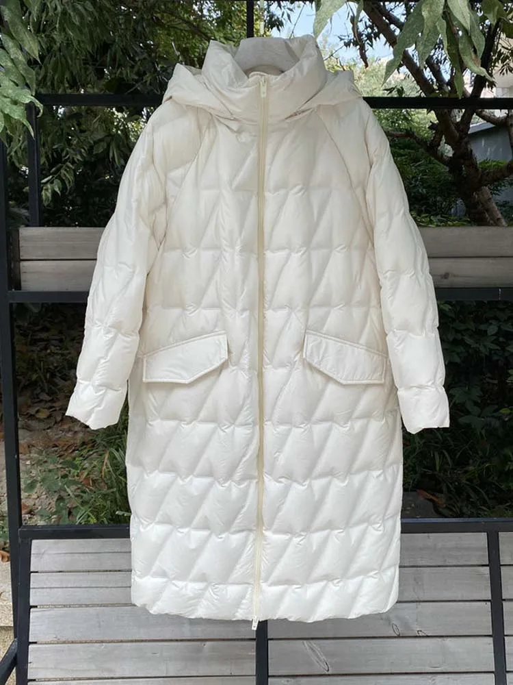 女性のためのエレガントなロングフグジャケット,特大,長袖,ジッパー,フード付きダウンコート,ストリートウェア,冬,新しい,dj093,2019