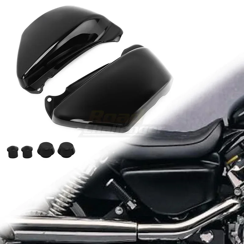 Black Left & Right Motorcycle ABS Plastic Battery Side Fairing Protector Cover For Honda Magna VF750 VF750C 1994-2004