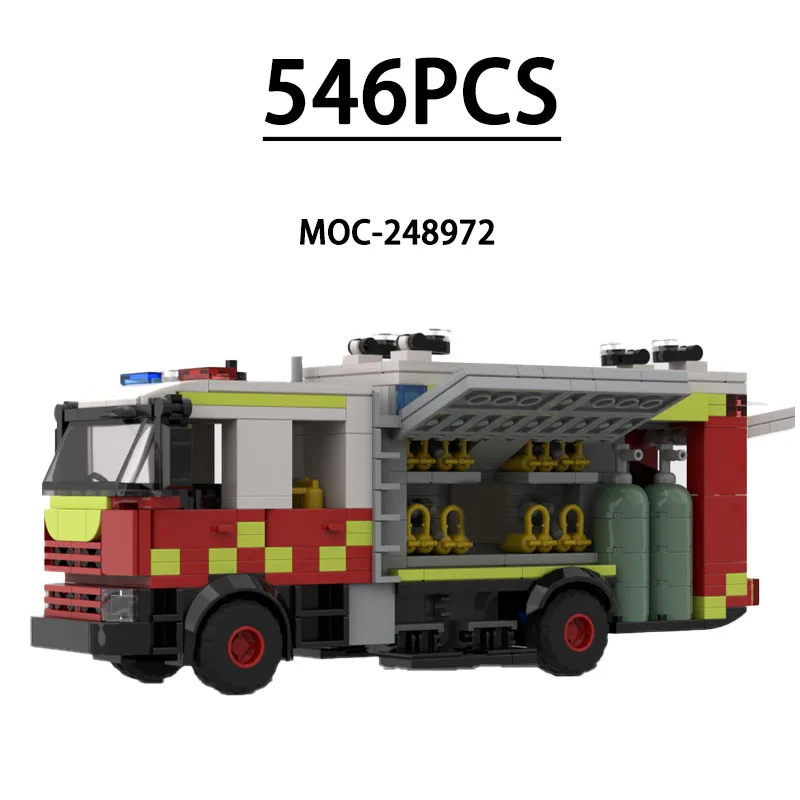 

Конструктор MOC-248972: Модель пожарной машины, 546 деталей, развивающая игрушка для детей, подарок на День рождения, Рождество, Новый год