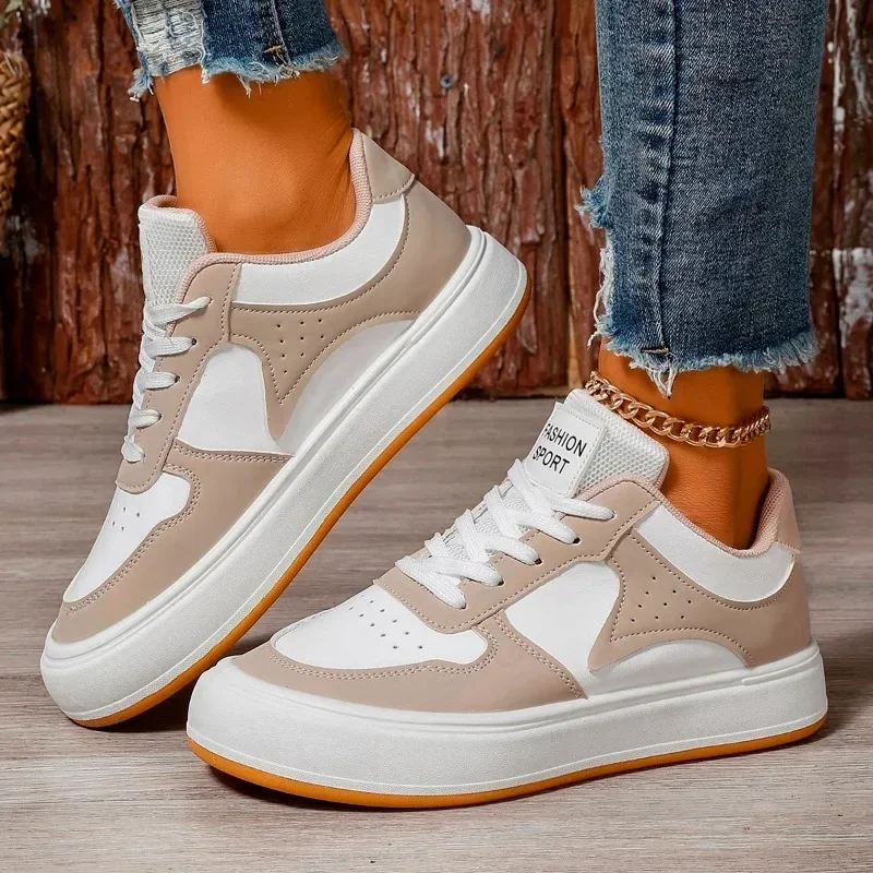 Ladies Shoes on Sale 2024 Brand Lace Up Women's Vulcanize Shoes Autumn Round Toe Mixed Colors Breathable Sport Shoes Ladies