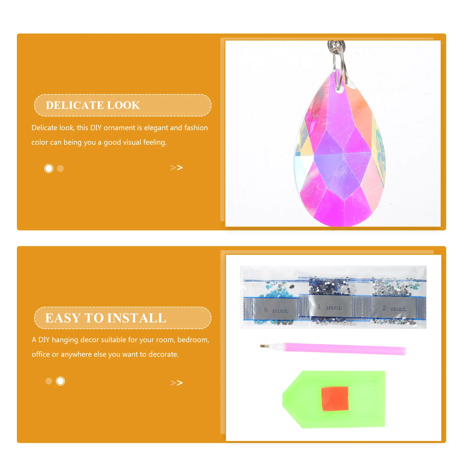 

3Pcs Diamond Art Wind Chime Kit DIY Rhinestone Hanging Decor Elegant Home Decoration Gift Diamonds Wind Chime Kit