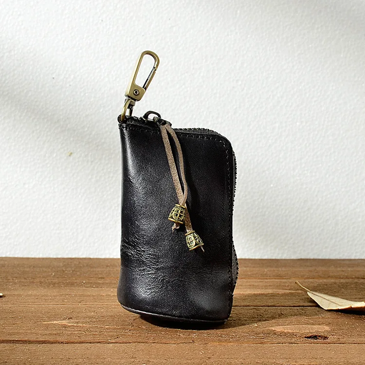 New Fashion Cow Genuine Leather Men Women Car Key Wallet Multi Function Key Case Female Male Zipper Housekeeper Holders