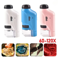 60-120X Pocket Microscope for Children Kids Science Toy Kit Educational Portable Mini Handheld Microscope with LED Light