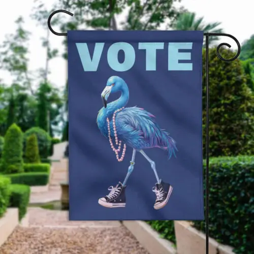 Flamingo Vote Chucks And Pearls Double-sided Flag, Kamala Harris Democracy Flag