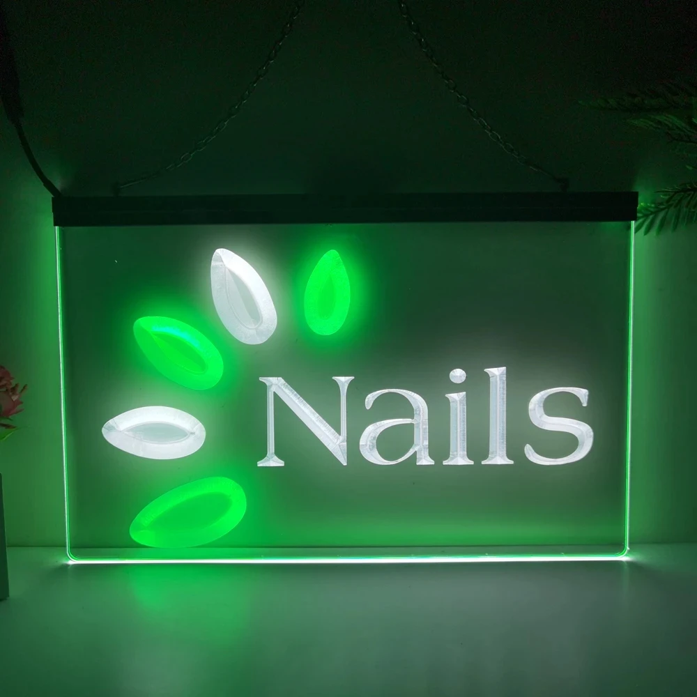 

OPEN Nails Hair Beauty Skin Dual Color LED Neon Sign, For Nail Studio, Salon Beauty Room Decoration-3D Carving Wall Art