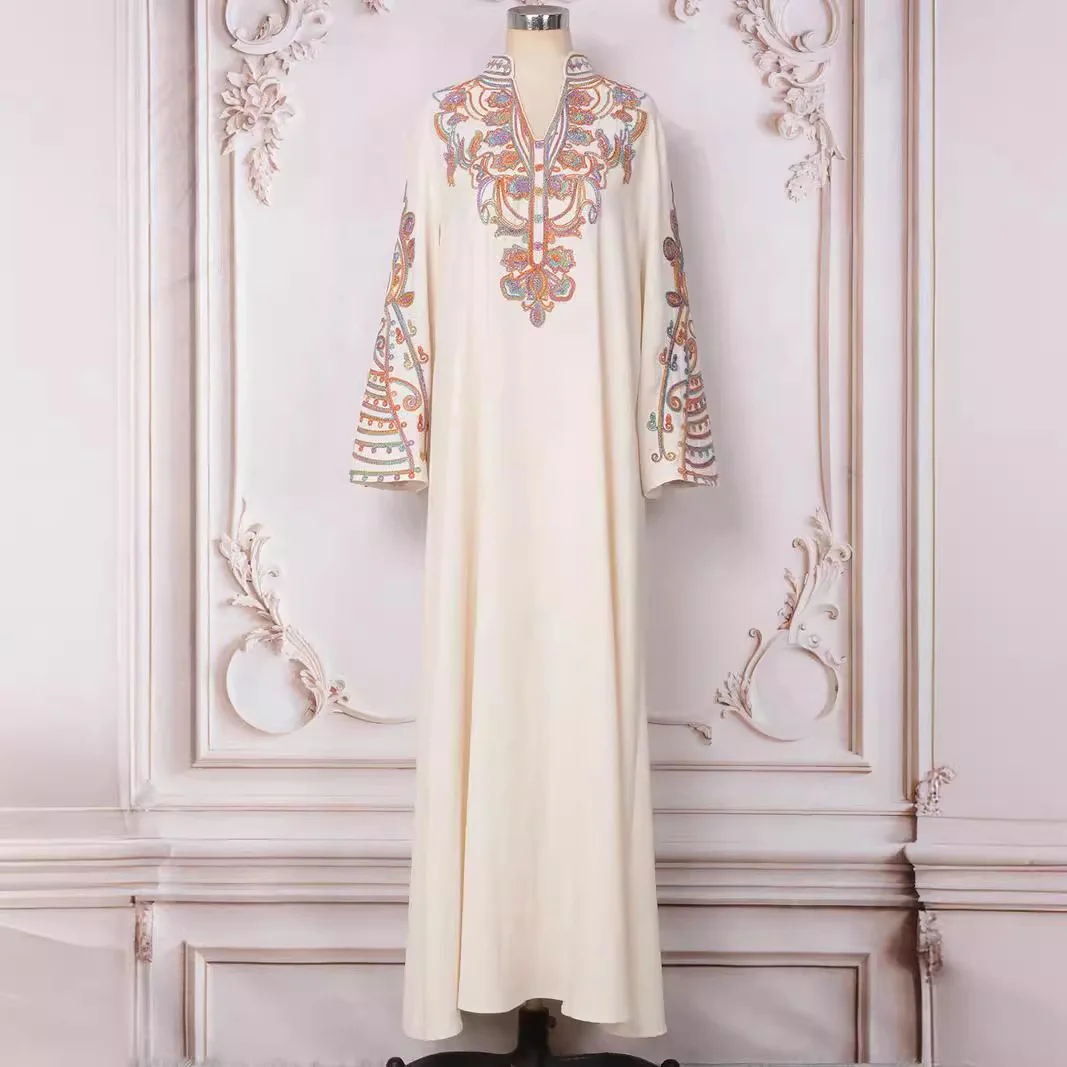 

Jalabiya for Women Dress Muslim Party Embroidery Ramadan Dubai Abaya Kaftan Islam Vestidos Arab Eid Long Robe Morocco Abayas