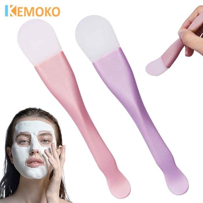 

Silicone Facial Mask Brush Soft Head with Scraper Integrated Mud Film Brush Film Soft Head Mud Adjusting Dual-use DIY Mask Tool