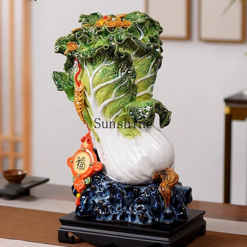 

Ceramic cabbage ornament New Chinese desktop wine cabinet decoration company opened for good luck Crafts
