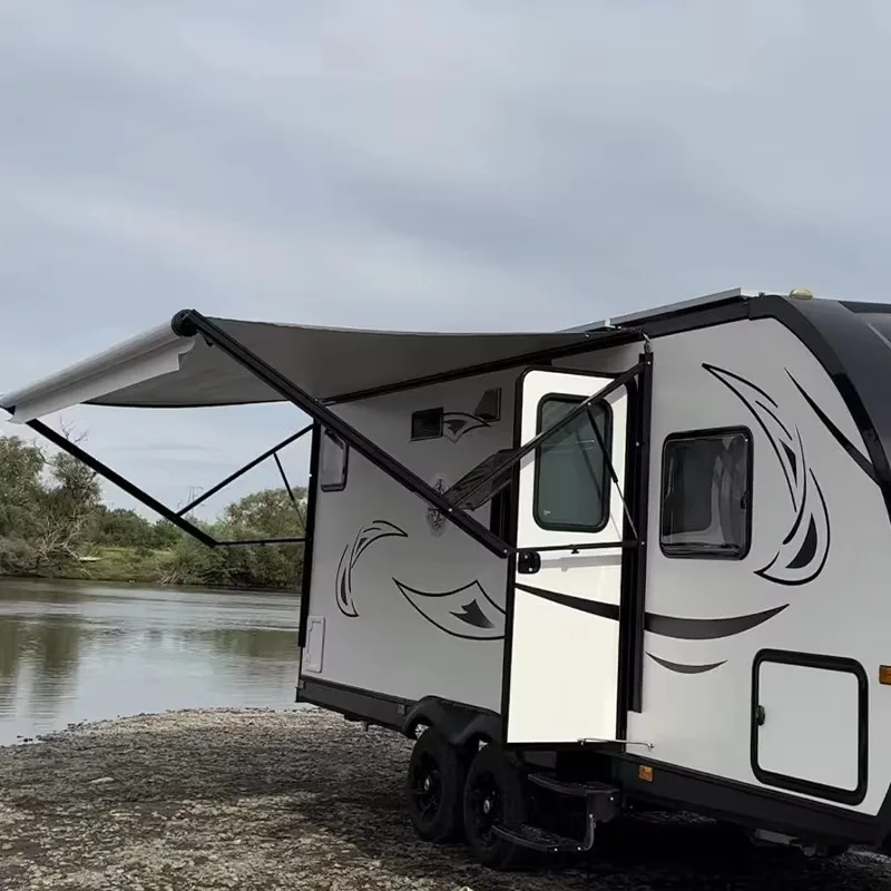 RV Exterior Accessories Manufacturer Motorhome Camper Van Power Awning Manual Control Sunshade Awnings with LED Lights