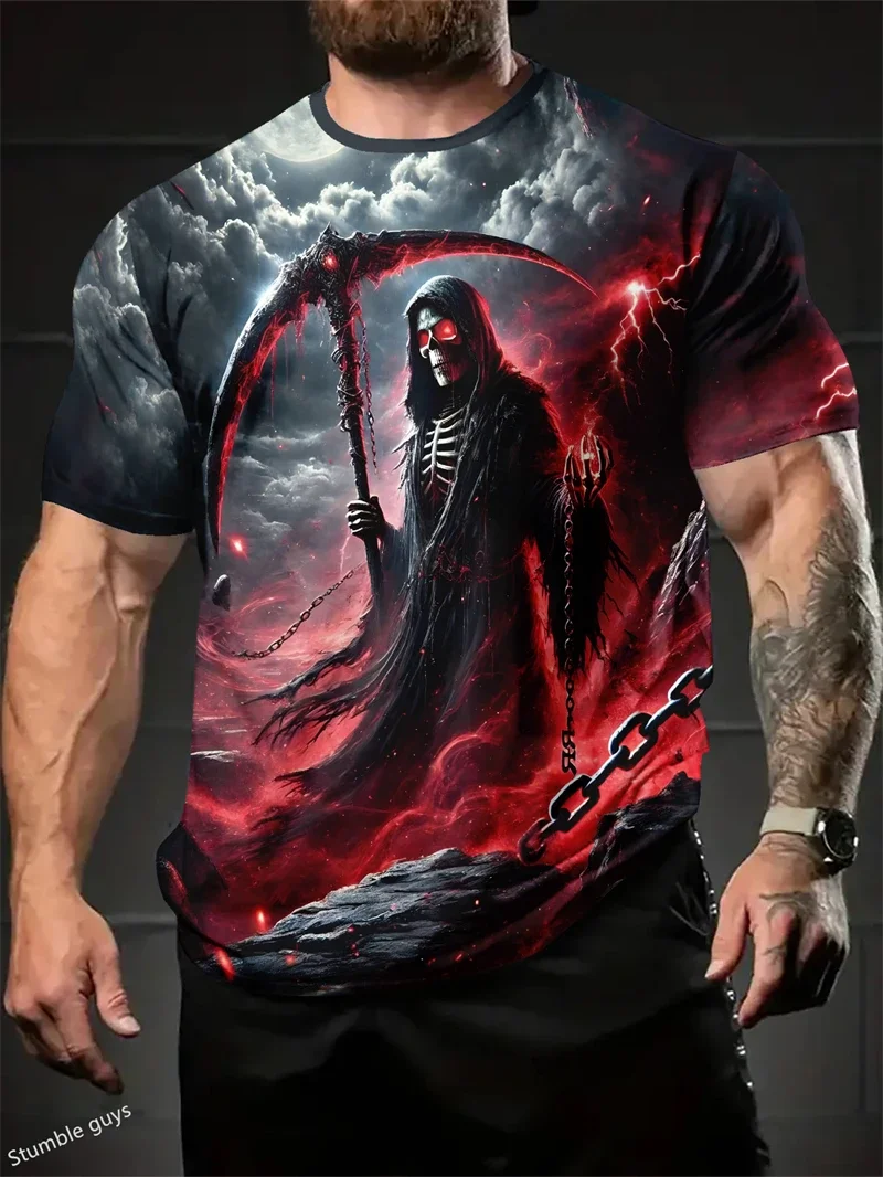 Herren Übergrößen Mode Sport T-Shirt Sommer Anime-Print Locker Sitzend Kurzarm Atmungsaktiv Leicht Übergroße Oberteile
