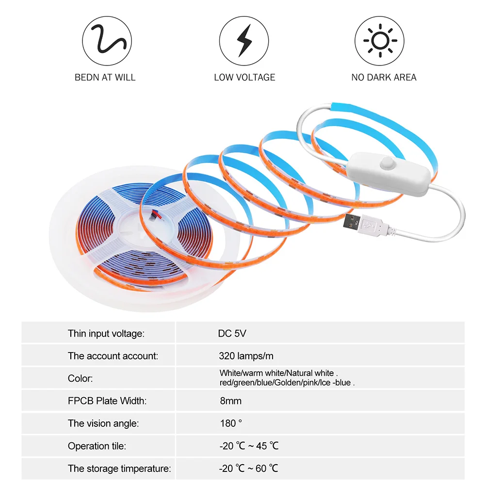 5V USB swicth ledes Tengericső ligh csík Alkalmazkodó m Dióda Célszalag DC5V Elsőfokú beltéri Világítás Lámpa szoba DIY Távolbelátás backlight fali dekor 9 színek