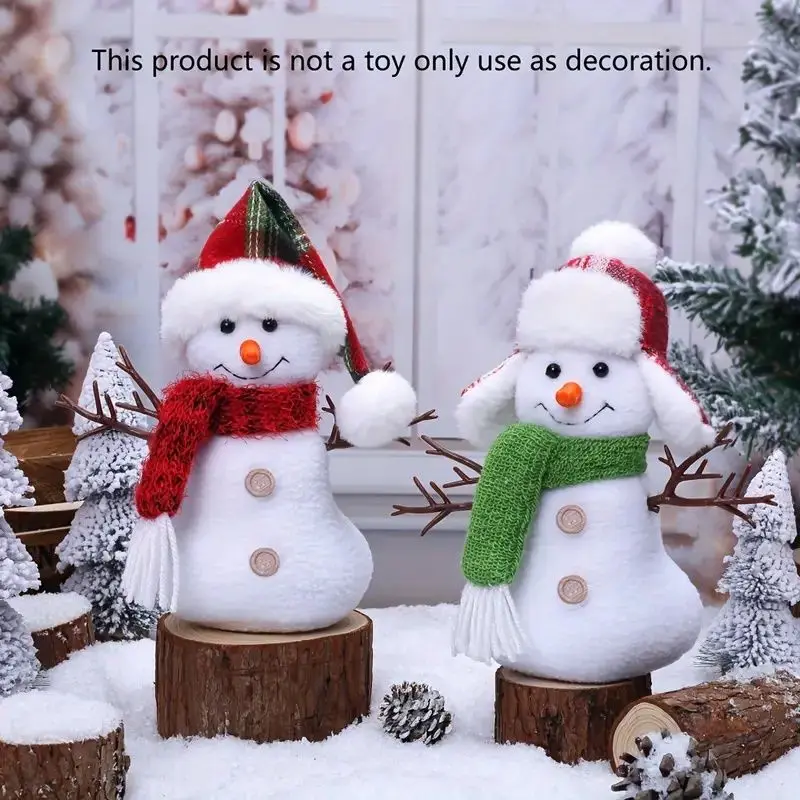 

High Quality Christmas Gift White Winter Fabric Scarf With Hat Snowman Set Seasonal Home Decor For People Aged 14 And Up