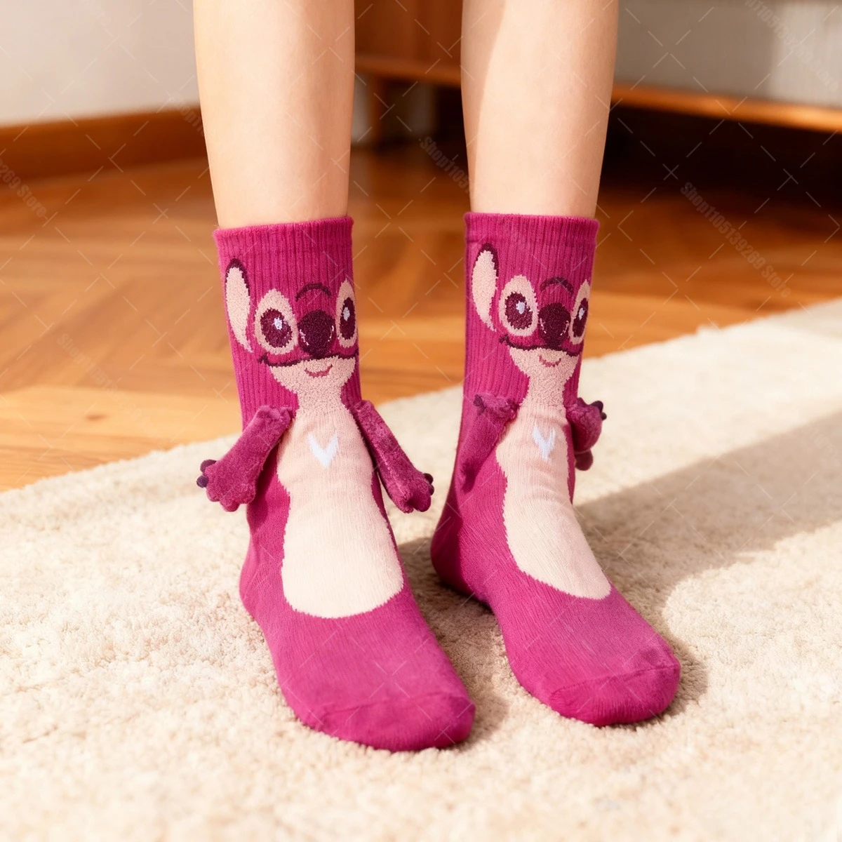 Point main dans la main chaussettes dessin animé amusant doux confortable mode créative adulte et enfants chaussettes de noël équipage chaussettes cadeau