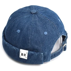 Fashion Denim Docker Cap Brimless Hat Solid Skullcap Solid Color Sailor Cap Beanie Hats Men Women Bucket Cap Adjustable Dad Hat