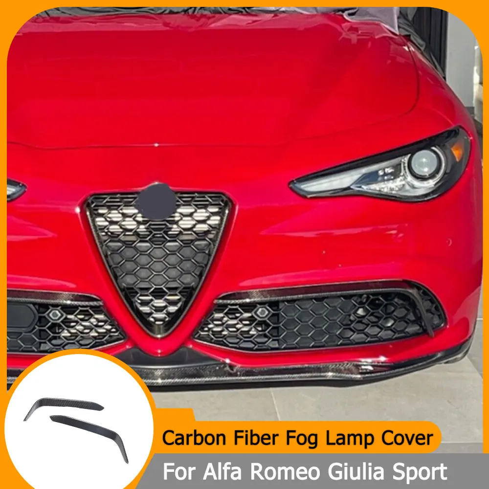 

Car Front Canards Fins Fog Light Cover for Alfa Romeo Giulia Sport 2016-2021 Carbon Fiber Front Lamp Trim Splitters FRP
