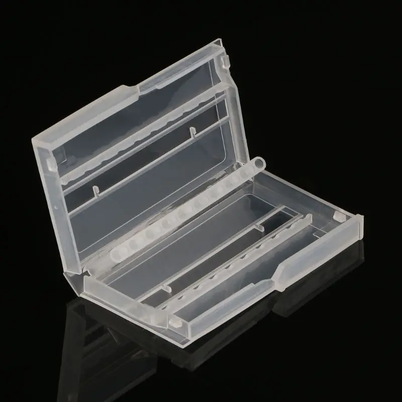 10 Holes Nail Drill Bit Case Plastic Empty Storage Box Milling Cutters Holder