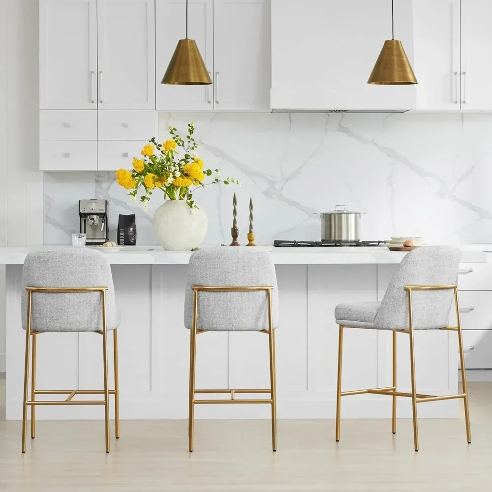 مجموعة مقاعد بار بارتفاع البار مكونة من 2، مقاعد بار معدنية لجزيرة المطبخ المعتمدة من FSC، ارتفاع المقعد مرتفع 27 بوصة