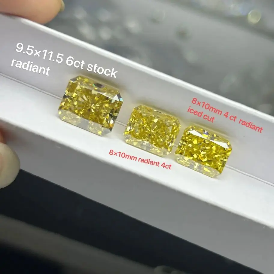 Radiant Cut Vivid Yellow Moissanite Diamond 1ct 2ct 3ct 5ct VVS1 Lab Created Rectangle Gemstones For Ring