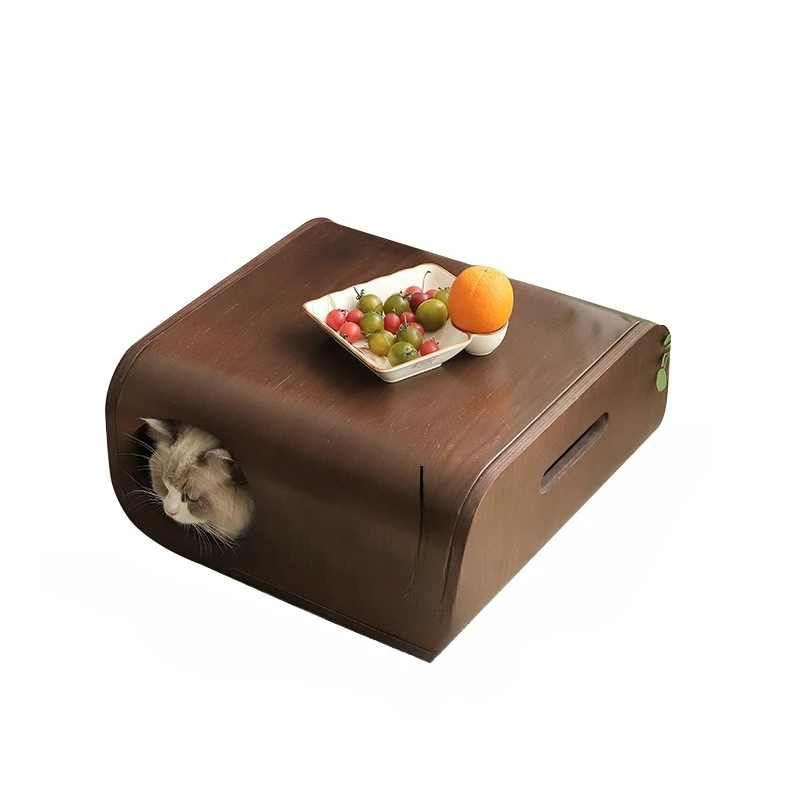 

Wooden curved wood cat litter Enclosed habitat curved All-season universal and dog pet
