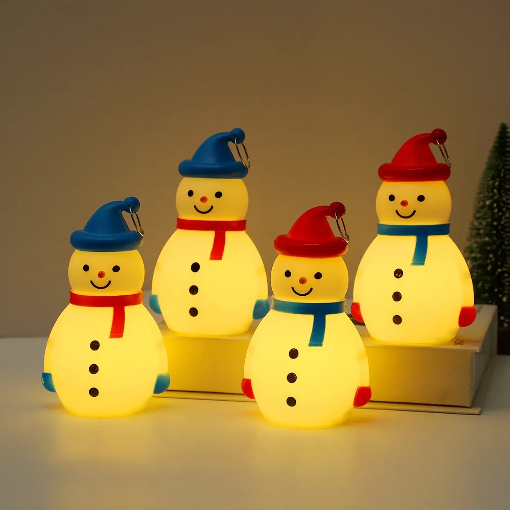 เรืองแสงคริสต์มาส Snowman ไฟโคมไฟตั้งโต๊ะแบตเตอรี่ Snowman Night Light แขวน LED Xmas Tree แขวนไฟ