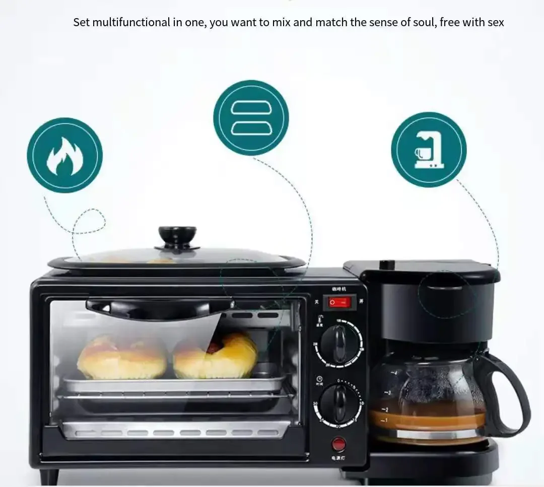 Home multi-function 3 in 1 breakfast maker  oven toaster commercial mini electric oven gift