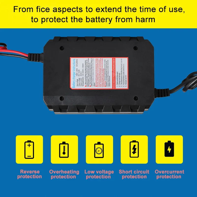 12v/20A Electric Car Automobile LCD Display Intelligent Lead Acid Battery Power Charger Motorcycle Lithiums Battery Charging