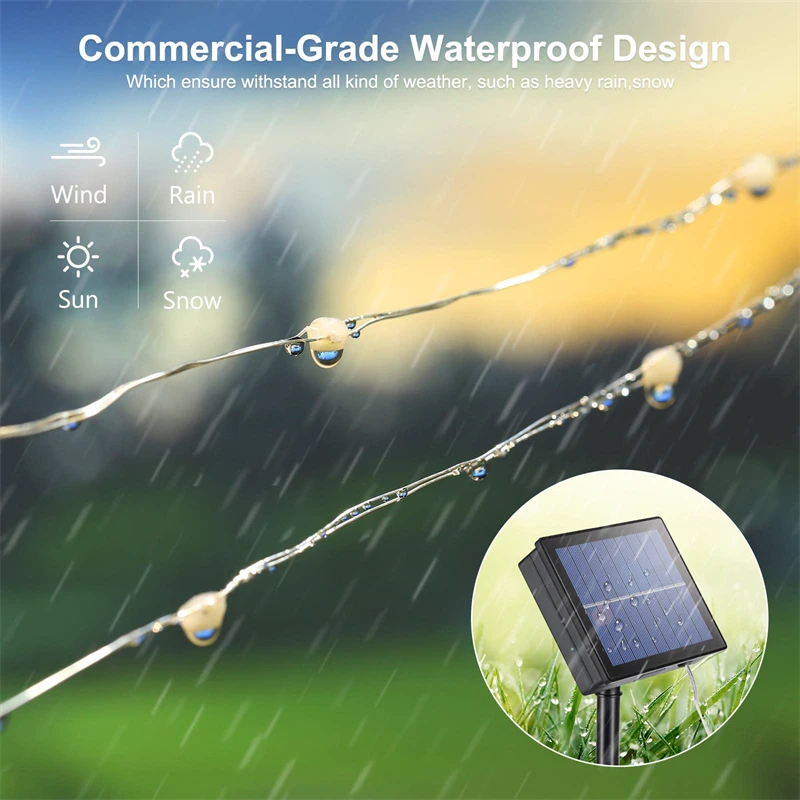 LED Solar String Licht Outdoor Garten Lichterkette Led Twinkle Wasserdichte Lampe für Weihnachten Party Decor 7m/12m/22m/32m/52m/102m – Detail 4