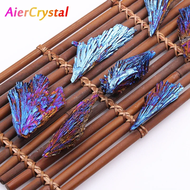 Natural Crystal Peacock Feather Plating Black Tourmaline Irregular Mineral Healing Stone Home Decoration Collectible crafts