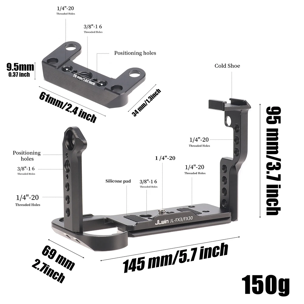 Cage Aluminum Alloy For Sony FX3/FX30 Full Camera Cage Rig kit With Cable Clamp Cold Shoe Camera DIY Kits Photography Accessorie - Image 6