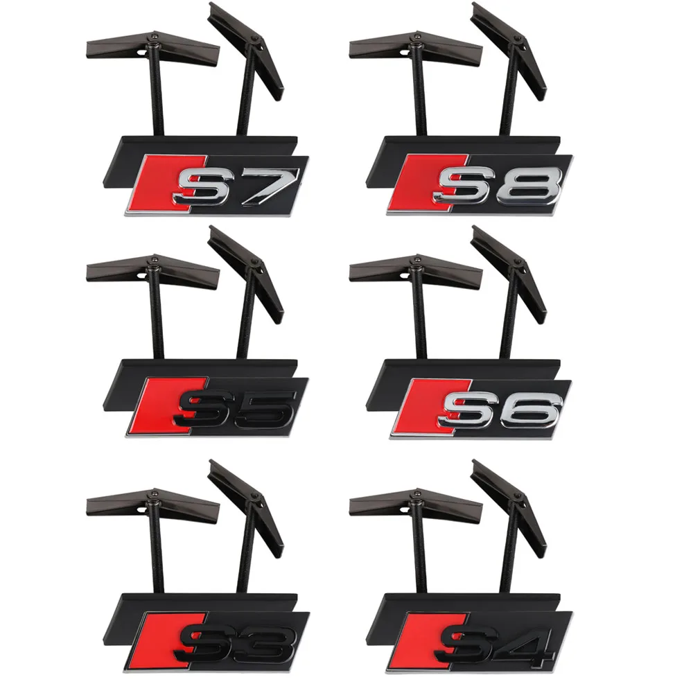 Emblema 3D ABS Cromado Negro para Parrilla Delantera de Coche, Decoración para Parrilla, Accesorio para Auto, para Audi S3 S4 S5 S6 S7 S8 RS3 RS4 RS5 RS6 RS7