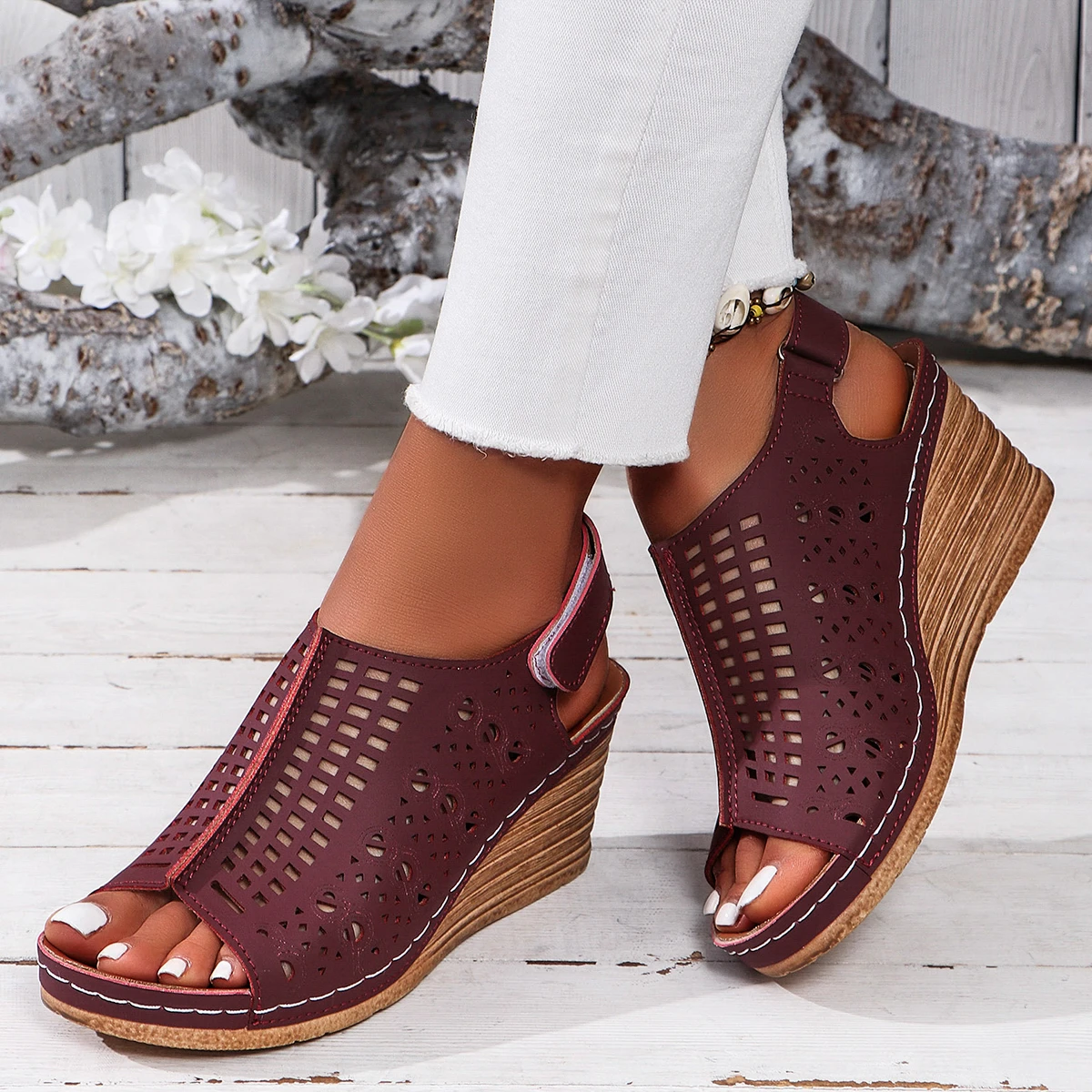 Women Wedges Sandals New Summer Luxury Sandals Open Toe Stylish High Heels Shoes for Women Platform Hollow Out Casual Sandals