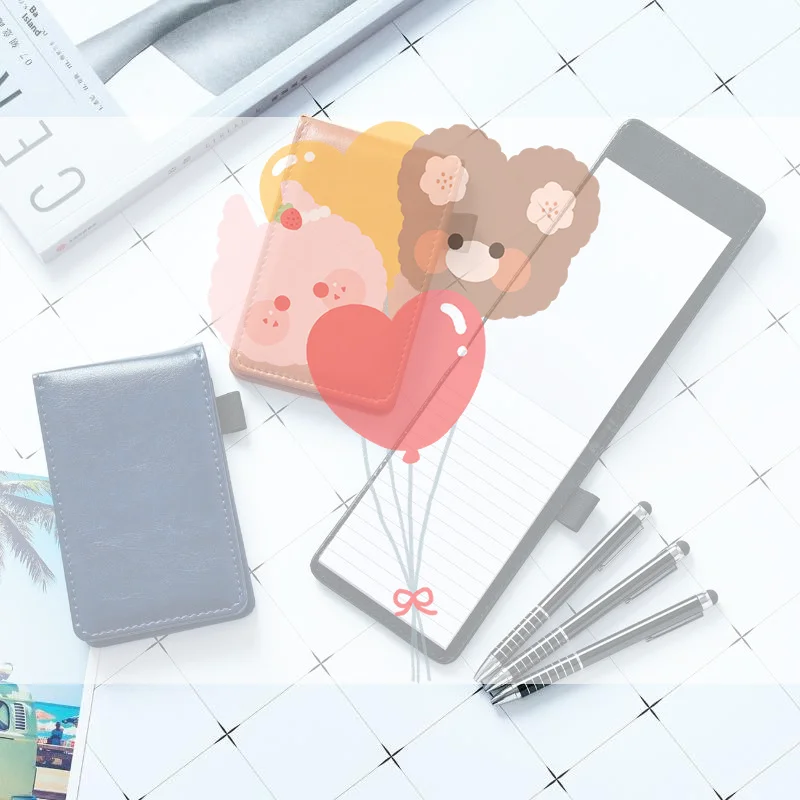 Retro Size Mini Notebook Lined Paper Notepad Imitation Leather Cover 50 Sheets Business Memos Office Use