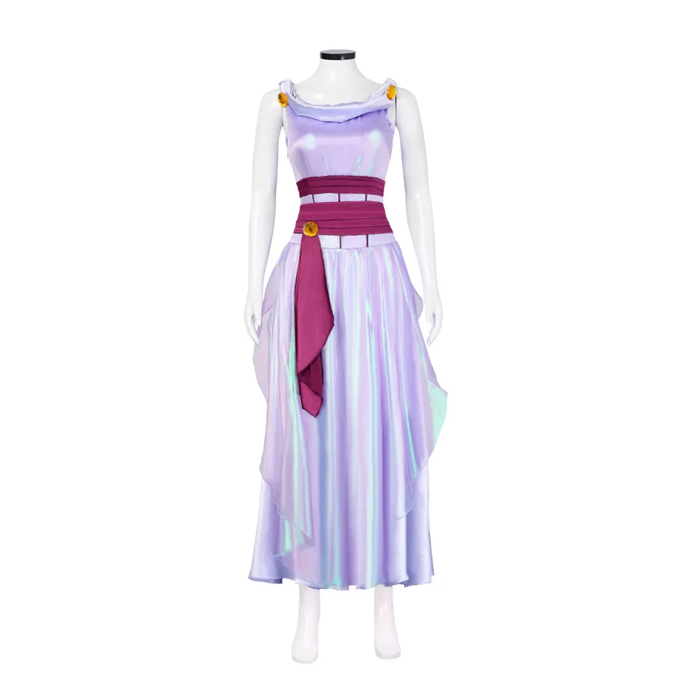 Megara Cosplay Princess Costume Women Fantasia Purple Shiny Dress Suit Halloween Halloween Carnival Party Stage Show Gown