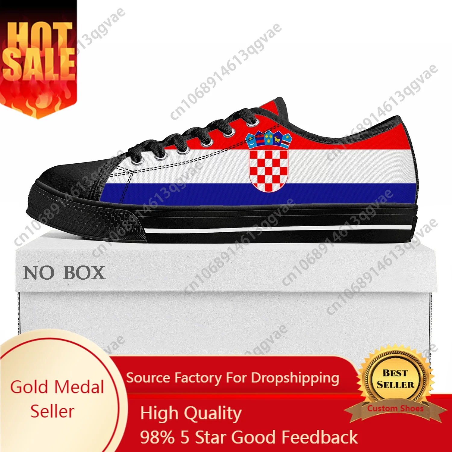 Zapatillas de lona con bandera de Croacia para hombre y mujer, zapatos informales de alta calidad, personalizados