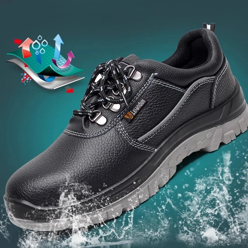 plus size mens leisure steel toe covers working safety shoes worker original leather safe shoe tooling security boots seguridad
