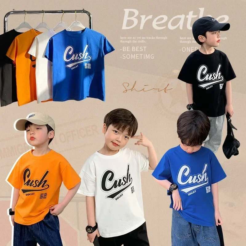 

Summer School Kids Cotton Alphabet Tee Tops Baby and Girls Boys Short-Sleeved T-Shirt Children Base Layer Outerwear 1-16 Years