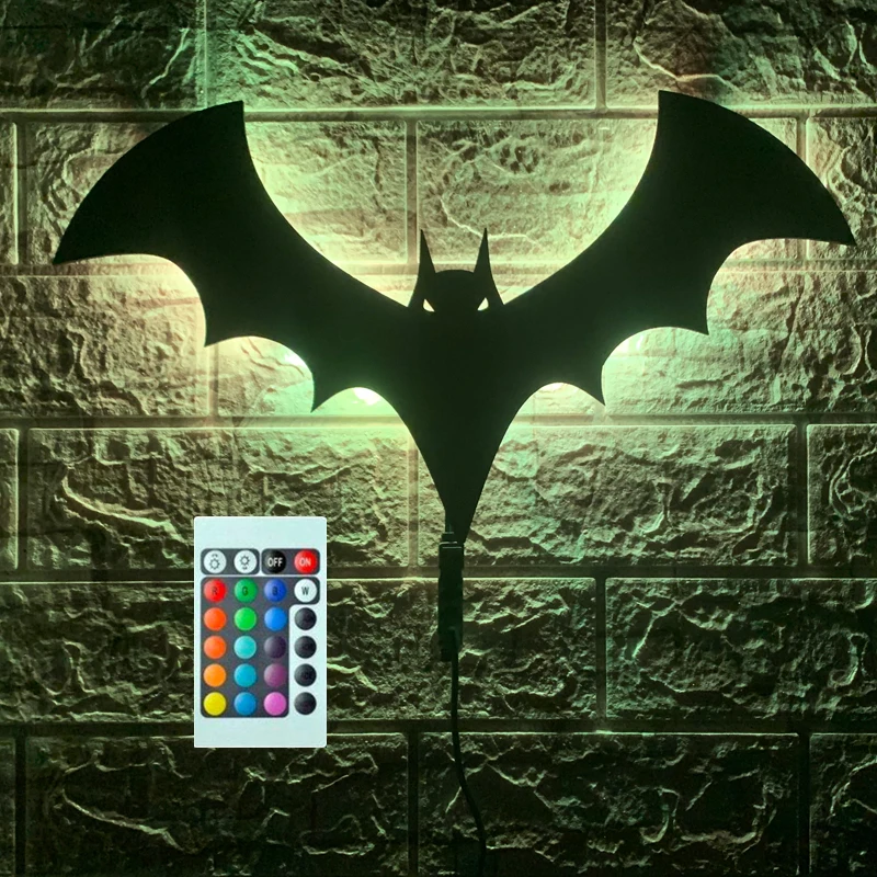 ZK50 New Cool Bat Light LED Wall Light Background Wall Night Light USB Remote Control 16 Color Lighting Christmas Gift