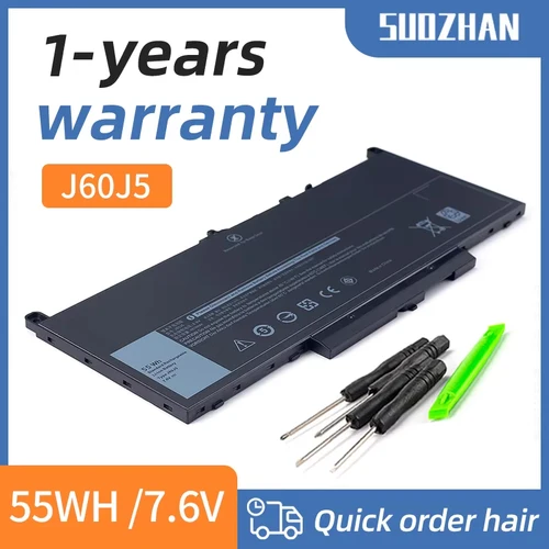 SUOZHAN J60J5 batería portátil para Dell Latitude E7270 E7470 R1V85 MC34Y 242WD