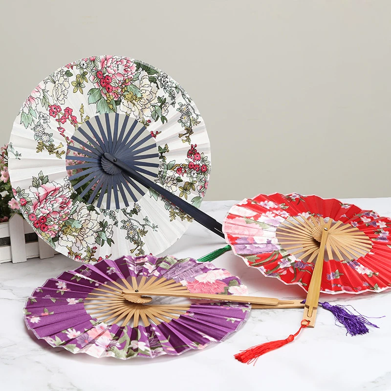 Windmill craft folding fan 360 degree free rotation summer hand crank fan with cheongsam bag jewelry home supplies dance lovers