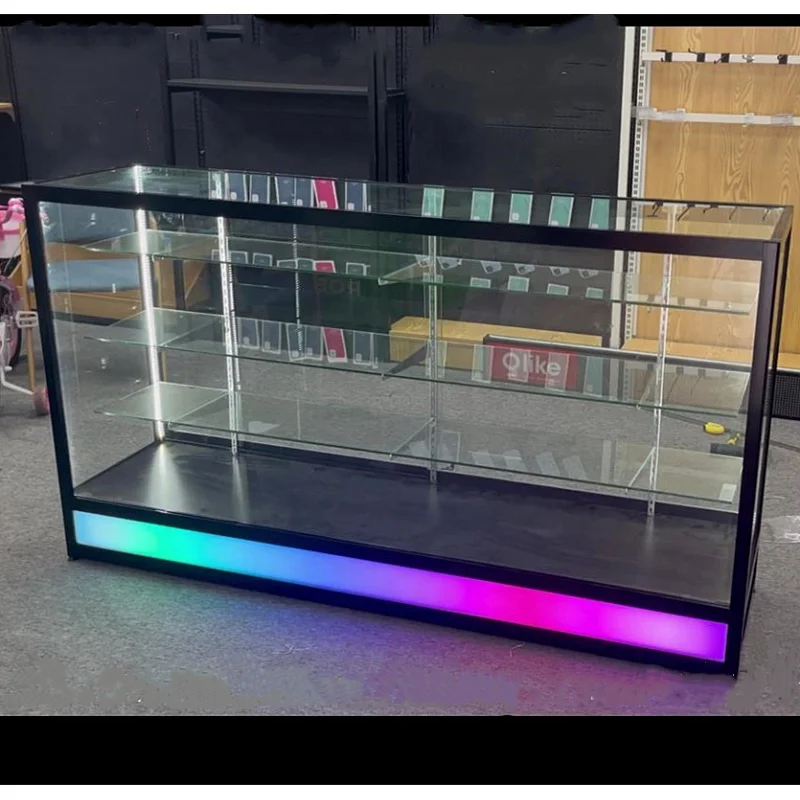 custom shop tempered glass showcase com luz led colorida smoke store fixture venda quente 70 01